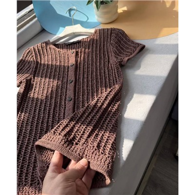 Женский кардиган фактурной вязки с коротким рукавом  МАНГ*О