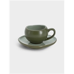 Чашка с блюдцем, 90 мл, зелёная, Organica