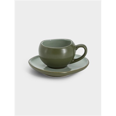 Чашка с блюдцем, 90 мл, зелёная, Organica