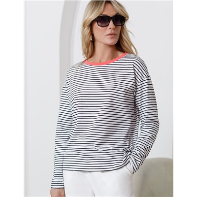 Лонгслив в полоску из премиального хлопка с эластаном