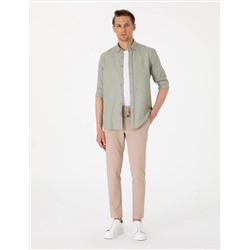 Haki Oxford Slim Fit Kolay Ütülenebilir Gömlek