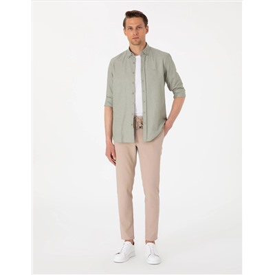 Haki Oxford Slim Fit Kolay Ütülenebilir Gömlek