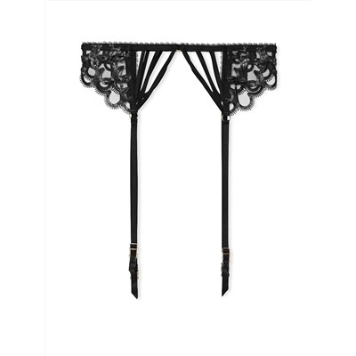 Shimmer Heart Embroidery Garter Belt