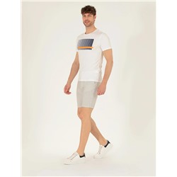 Gri Slim Fit Beli Lastikli Şort