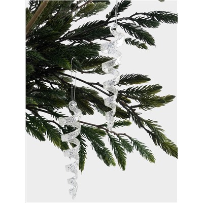 Игрушка елочная, 15 см, 2 шт, стекло, серебристая, Сосулька, New year