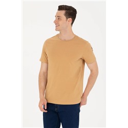 Erkek Camel Basic Bisiklet Yaka Tişört