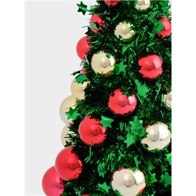 Ель искусственная, 30 см, с шарами, в горшке, мишура/пластик, зеленая, New year