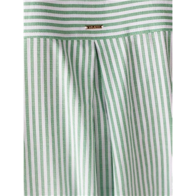 Удлиненная блузка с поясом в тонкую полоску из хлопка