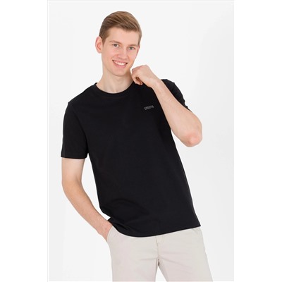 Erkek Siyah Basic Bisiklet Yaka Tişört