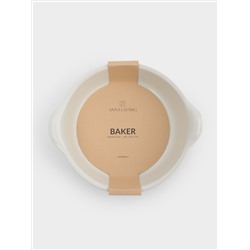 Форма для запекания, 26 см, керамика, круглая, молочно-бежевая, Baker
