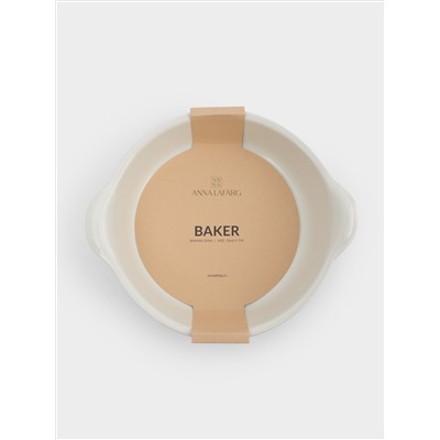 Форма для запекания, 26 см, керамика, круглая, молочно-бежевая, Baker