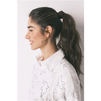 Pijama largo canalé blanco estampado pájaros