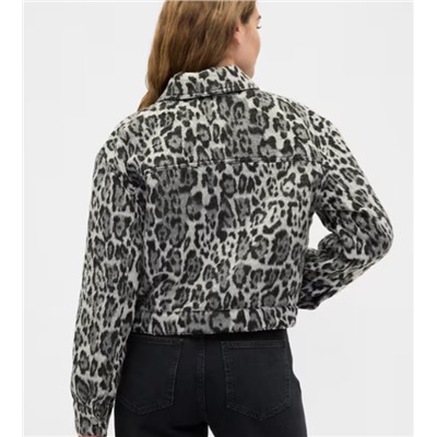 Relaxed Cropped Textured Icon Jacket