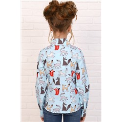 Блузка 11401 Лисы на голубом НАТАЛИ #874846