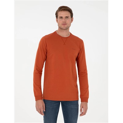 Kiremit Regular Fit Bisiklet Yaka Basic Sweatshirt