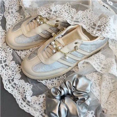 Женские кеды АДИДА*С с кружевным принтом