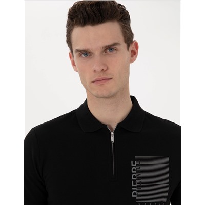 Siyah Slim Fit Polo Yaka Tişört