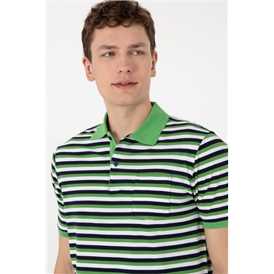 Erkek Regular Fit Polo Yaka Yeşil Tişört