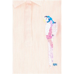 Kız Çocuk Turuncu Kısa Kol Dokuma Elbise