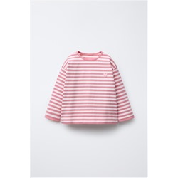 HEAVY WEIGHT WOVEN STRIPE T-SHIRT WITH HEART PATCH