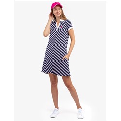 SHORT SLEEVE SPLIT NECK SWING DRESS