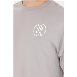 Erkek Gri Long Fit Bisiklet Yaka Tişört