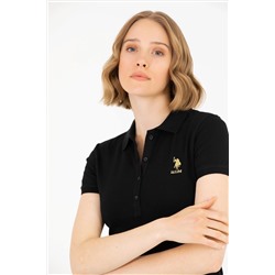 Kadın Siyah Basic Polo Yaka Tişört