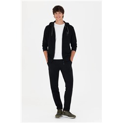 Erkek Siyah Kapüşonlu Örme Hırka