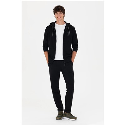 Erkek Siyah Kapüşonlu Örme Hırka