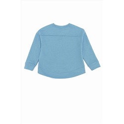 Çocuk Mavi Basic Bisiklet Yaka Sweatshirt