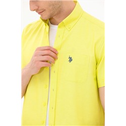 Erkek Neon Sarı Kısa Kollu Gömlek