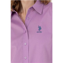 Kadın Lila Uzun Kollu Basic Gömlek