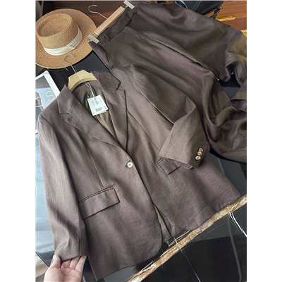 Женский льняной костюм пиджак + брюки (5 цветов) КО*С