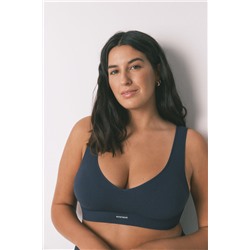 Top sin costuras LOVELY canalé azul oscuro