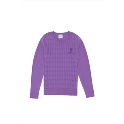 Kız Çocuk Lila Basic Bisiklet Yaka Triko Kazak