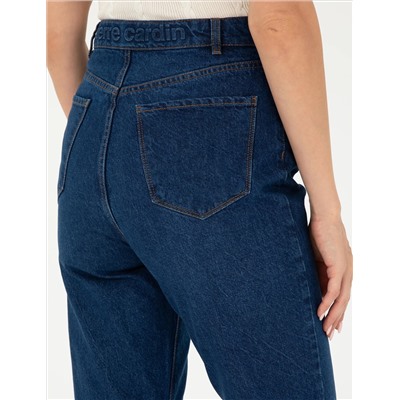 Koyu İndigo Mom Fit Jean Pantolon