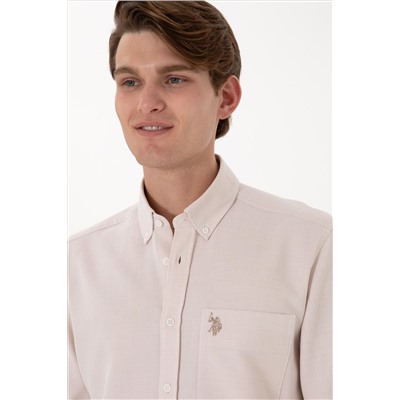 Erkek Camel Regular Fit Cepli Gömlek
