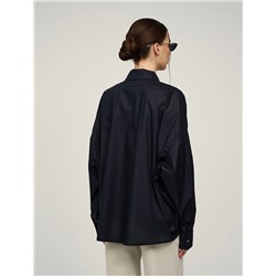 Синяя блузка О-силуэта