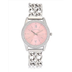 LADIES CLASSIC SILVER AND PINK BRACELET WATCH