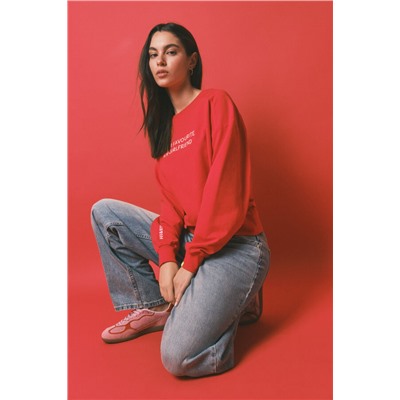 Sudadera corta lisa felpa algodón roja