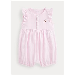 Baby Girl Oxford Mesh Bubble Shortall
