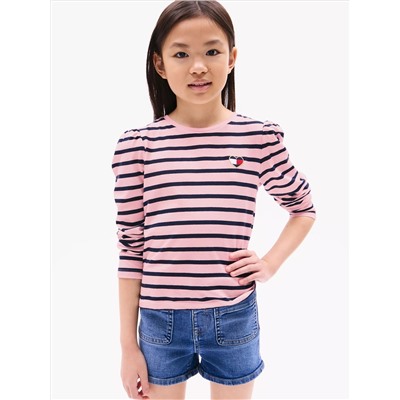 Kids' Stripe Puff-Shoulder T-Shirt