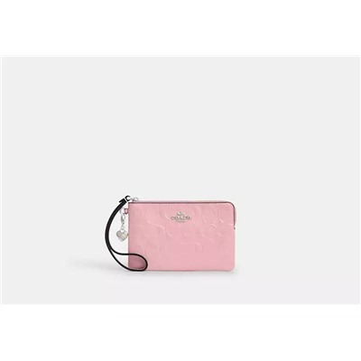 Corner Zip Wristlet In Signature Canvas With Stripe