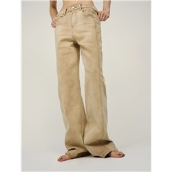 Бежевые джинсы с рельефными швами