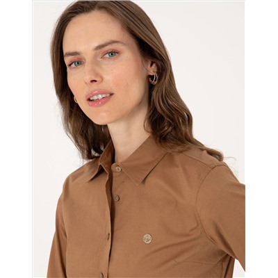 Camel Slim Fit Uzun Kollu Gömlek
