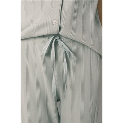 Pijama camisero algodón canalé verde