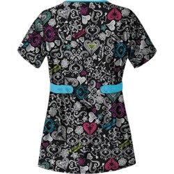 UA Butter-Soft STRETCH Chalked Medley Black Print Scrub Top