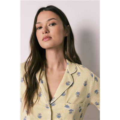 Pijama largo camisero algodón estampado