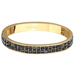 Браслет Квадро (кристаллы SW темно-серые; покрытие золото), Есть комплект