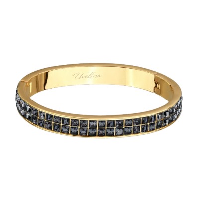 Браслет Квадро (кристаллы SW темно-серые; покрытие золото), Есть комплект